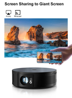 Mini projecteur LCD circulaire, prise en charge 4K, affichage HD, design portable, système d'exploitation Android, haut-parleurs intégrés pour cinéma maison et usage professionnel