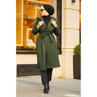 Casquette hiver à manches longues robe tunique ceinture femmes musulman Hijab mode turquie dubaï islamique ethnique vêtements à capuche Cachet manteau