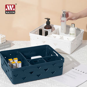 Haixin 10 pièces Panier rond carré en plastique Imitation cuir Panier de rangement rectangulaire en plastique Ensemble de paniers de rangement avec poignée - Product Image 6