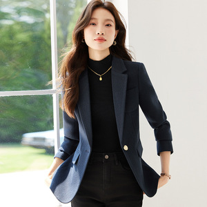 Women's Woolen Blazer Purple Military Green Navy Blue Solid Color Anti-Wrinkle Professional Office Wear - Product Image 4
