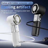 Ventilateur de refroidissement portatif rechargeable 9000 mAh avec charge USB, cordon rétractable, batterie externe, design pliable pour voiture et extérieur