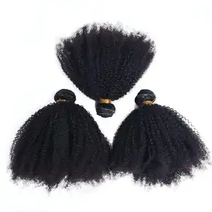 Billig!! Natürliche schwarze 9a brasilia nische Jungfrau Nagel haut ausgerichtete Maschine Doppels chuss Afro Kinky Lockiges menschliches Haar Bündel verlängerungen