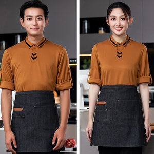 Half Length Chef Apron One Size Denim Black For Restaurant Bar Uniforms - Product Image 1