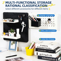 Organisateur de bureau modulaire élégant avec panneau perforé |   Kit de rangement DIY sans perçage, à suspendre ou à poser sur table |   pour le bureau à domicile et les études