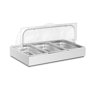 Support en acier inoxydable présentoir pour aliments comptoir ensemble buffet pleine grandeur avec couvercle pour ustensiles de cuisson en plastique transparent avec casserole