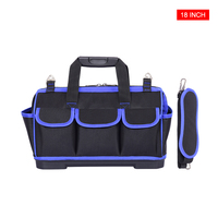 Sac à outils électrique de 18 pouces étanche Oxford 600D de couleur bleue avec fond en plastique