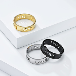 Anillo de titanio con diseño minimalista y hueco de 6 mm de ancho, el más vendido transfronterizo, joyería de pareja moderna y versátil para hombres y mujeres. - Product Image 1