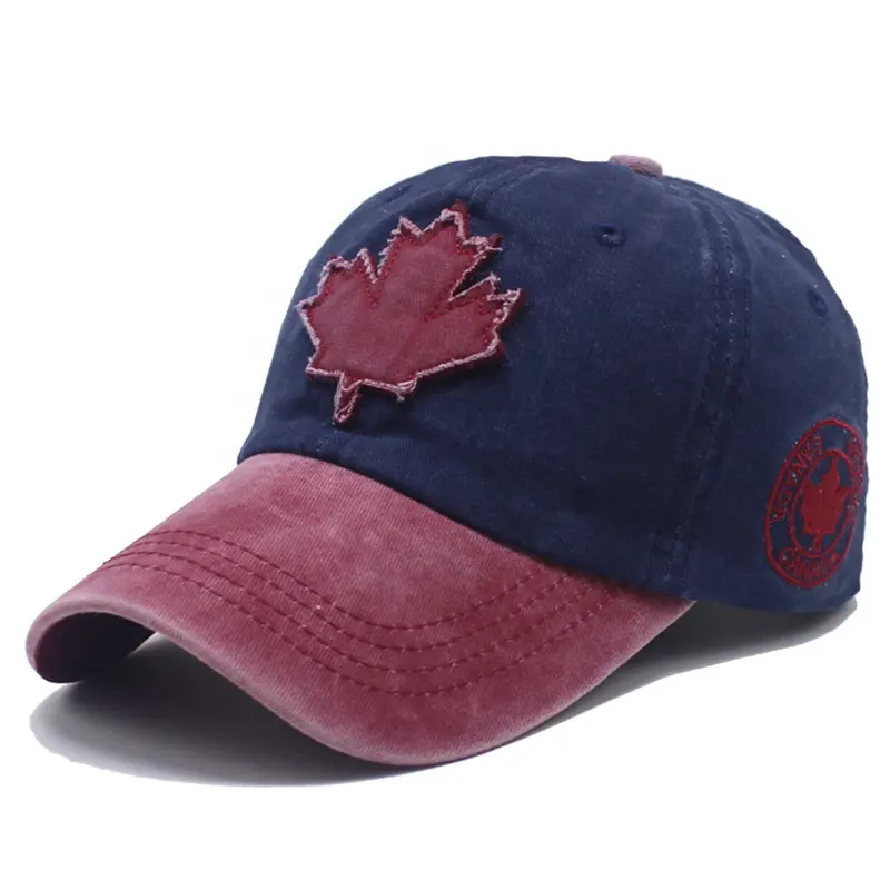 ヴィンテージレトロパッチワークカナダキャップユニセックス屋外洗浄綿100% 湾曲つばスポーツ野球帽