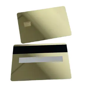 Banco de metal con espejo dorado brillante, tarjeta ATM, chip de ranura fm4442, tarjetas de crédito de metal para máquina láser