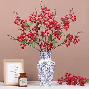 <span class=keywords><strong>Bouquet</strong></span> <span class=keywords><strong>de</strong></span> fleurs artificielles en mousse et plastique, <span class=keywords><strong>fruits</strong></span> <span class=keywords><strong>de</strong></span> houx, vert d'hiver, gaufré, pour le réveillon du Nouvel An - Décoration légère et imperméable - Product Image 3