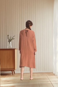 Vestido Tipo Bata de Lino para Mujer A98, Venta al Por Mayor, Casual, Manga Corta, Cuello en V, Ecológico, Transpirable, Maxi Vestido Línea A, Ropa OEM ODM - Product Image 5