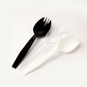 ขายร้อนขายส่งอาหารที่ใช้แล้วทิ้งเกรด PP PS PLA สีดําสีขาวใสขนมหวานพลาสติก Spork