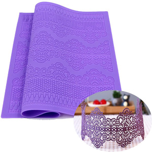 Hy hoa ren Mat Silicone khuôn fondant bánh Stencil khuôn biên giới ren trang trí Icing đường thủ công - Product Image 1