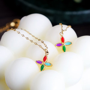 Collar de Joyería con Colgante de Diseño en Acero Inoxidable 316L, Resistente al Agua y al Deslustre, Chapado en Oro de 18k para Mujer - Product Image 2