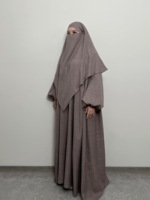 Ensemble Deux Pièces Kimar et Abaya LM020+511 Crêpe Lin Texturé, Compatible Allaitement Maternité Fermeture Éclair, Grande Taille, Jilbab de Prière Islamique