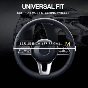 Housse de protection antidérapante pour <span class=keywords><strong>volant</strong></span> de voiture, <span class=keywords><strong>cuir</strong></span> microfibre respirant, type universel, convient à la plupart des voitures (gris). - Product Image 3