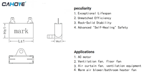 Condensateurs à film pour ventilateur de plafond Hongye CBB61 1UF <span class=keywords><strong>400V</strong></span>, 3UF 250Vac 350Vac, 1.5UF - Product Image 3