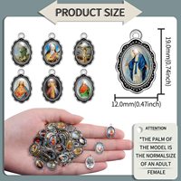 Pendentifs breloques en alliage de zinc avec motifs chrétiens variés, autocollants et icônes catholiques, pour la fabrication de colliers DIY, images personnalisables