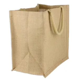 Eco-friendly Jute Natural Color Cotton Handle Shopping Bag