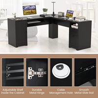Bureau d'ordinateur d'angle en forme de L avec tiroirs et étagère de rangement, bureau à domicile, calcul robuste et peu encombrant