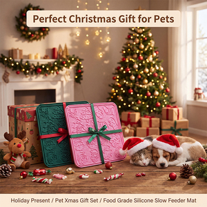 Christmas <b>Gift</b> Custom Logo Silicone Slow Feeder <b>Dog</b> Bowl Maze Pet Lick Mat with Suction <b>Xmas</b> Holiday Promotion Pet Bowl - Product Image 1