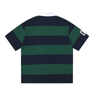 Magliette Polo da Uomo in Cotone Ricamate a Righe Stile Rugby, con Bottoni, Colletto Retrò e Taglio Corto Boxy - Produttore - Product Image 3