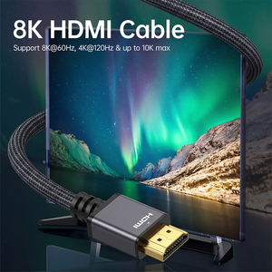 Nouveau câble <span class=keywords><strong>HDMI</strong></span> 2.1 8K 2026, 48 Gbit/s, 8K60Hz, 4K120Hz, EARC, boîtier en aluminium 10K, gaine tressée en nylon, <span class=keywords><strong>cordon</strong></span> <span class=keywords><strong>HDMI</strong></span> Ultra HD, vente en gros - Product Image 2
