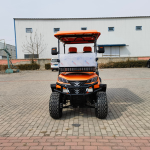 Voiturette de <span class=keywords><strong>golf</strong></span> électrique tout-terrain 4 places orange à prix d'usine, accessoires couleur personnalisée, pour villas et centres de villégiature - Product Image 2