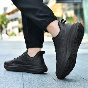 Chaussures de sport décontractées pour hommes noires, à lacets, légères, grandes tailles, chaussures de marche antidérapantes et résistantes à l'eau - Product Image 3