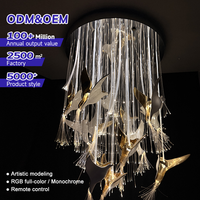 Lustre Nordique Créatif Moderne en Acier Inoxydable en Forme d'Oiseau, Luminaire Suspendu LED à Fibre Optique pour Villa, Maison, Hôtel