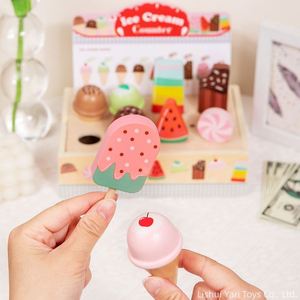 Bloques de Madera de Comida para Cocina, Juguetes de Helado para Niños, Juego de Imitación con Mostrador, Menú y Dinero - Product Image 2