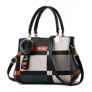 High Quality Women Luxury Pu Leather Tote Handbag Lady All Match Casual Stripe Shoulder Hand Bag
