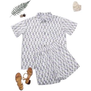 Ensemble de pyjama floral pour femmes, chemise à manches courtes boutonnée, shorts en tissu Oxford respirant, vêtements décontractés pour le printemps et l'été - Product Image 6