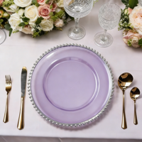 13 Zoll Goldrand Perlenbesetzte Dekorative Platzteller Mehrfarbig Kunststoff Acryl Umweltfreundlich Langlebig für Hochzeit Dinner Party