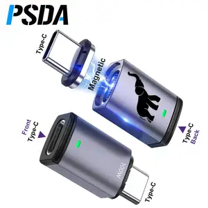 PSDA 3D紫外磁性OTG通用串行总线C至C型100W 5A快速充电磁体转换器通用串行总线C适配器数据连接器