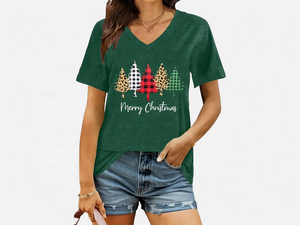 Cute <strong>Christmas</strong> <strong>T</strong>-<strong>Shirt</strong> <strong>for</strong> <strong>Women</strong> Merry <strong>Christmas</strong> V-Neck Short Sleeve <strong>T</strong>-<strong>Shirt</strong> - Product Image 1
