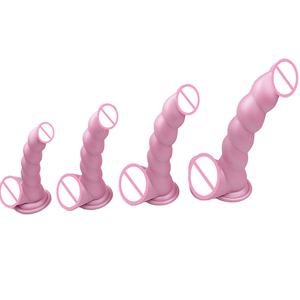 Dildo in Silicone <span class=keywords><strong>a</strong></span> Forma <span class=keywords><strong>di</strong></span> Pene con Ventosa, Texture Realistica, Giocattolo Sessuale per Donne e Uomini - Product Image 4