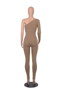 Combinaisons pour femmes personnalisées Slim Fit à une épaule Combinaisons <span class=keywords><strong>Pantalon</strong></span> slim Combinaisons côtelées une pièce extensibles pour femmes - Product Image 4