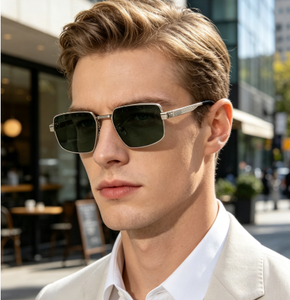 Occhiali da Sole Rettangolari Stile Vintage Anni '90 per la Guida, con Montatura Sottile in Metallo e Protezione UV400, Occhiali di Lusso da Uomo - Product Image 2