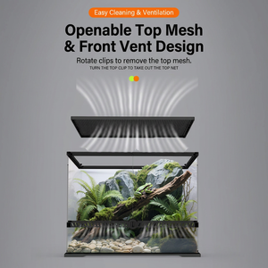 Grand terrarium en verre pour reptiles, double porte, ventilation supérieure, vivarium terrestre pour amphibiens, serpents, lézards, geckos - Product Image 4