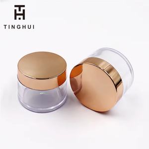 Tarro de Plástico Transparente Redondo Personalizado con Logotipo para Crema Cosmética o Exfoliante, 1oz 2oz 8oz 16oz 4oz, con Tapa Dorada o Rosa - Product Image 6