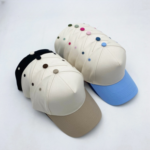 Wholesale Premium Custom 3D Embroidered Logo 100% Cotton Adjustable 5-Panel Structured Two Tone Men's <strong>Women's</strong> Golf Baseball <strong>Caps</strong> - Product Image 1