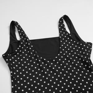 SK1228 Sexy 76% poliamida Esculpir Leve Breve Polka Dot Strappy Vest Uma Peça Macacão Virilha Fastener Guarnição Bodysuit - Product Image 4