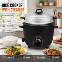 Cuisinière à riz électrique portable de forme tambour, avec revêtement antiadhésif automatique en acier inoxydable, capacité 0,6L/1,0L/1,5L/2,2L, au meilleur prix
