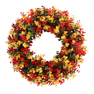 Couronne de Noël en eucalyptus coloré simulé, 38-48 cm, à fixer sur la porte, décoration de maison, en plastique, pour la décoration des fêtes - Product Image 5
