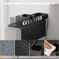 Plateau de canapé en bambou avec porte-gobelet amovible 2-en-1, table d'appoint antidérapante et pliable pour fauteuil