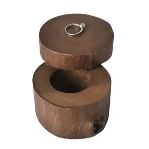 OEM Personalized Hot Selling Wood Ring Box Swivel Open Customized Logo Wholesale China Professional Wood Craft Supplier