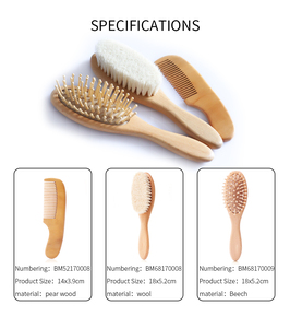 Set Spazzola e Pettine <span class=keywords><strong>per</strong></span> <span class=keywords><strong>Capelli</strong></span> Neonato in Legno Naturale Ecologico, Setole Morbide in Pelo di Capra <span class=keywords><strong>Professionali</strong></span> OEM/ODM <span class=keywords><strong>per</strong></span> la Cura del Cuoio Capelluto dei Neonati - Product Image 2