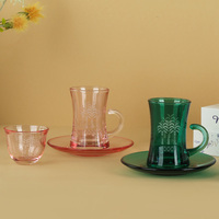 Tasse à thé en verre miniature de style arabe GLASS CITY, motif palmier, 60 ml, petite tasse à café, vente en gros avec emballage en boîte cadeau