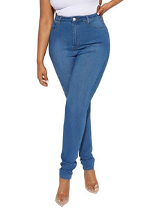Jean <span class=keywords><strong>Pantalon</strong></span> Slim <span class=keywords><strong>Femme</strong></span> Vintage Toutes Saisons Très Extensible Bleu Clair Élastique Legging pour Maman Style Décontracté Taille Haute Vente en Gros - Product Image 4